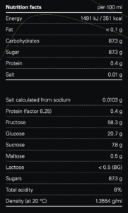 Nutrition facts per 100 ml 3454 MOUNTAIN ESSENCE - Pear