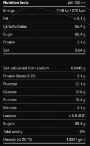 Nutrition facts per 100 ml 3454 MOUNTAIN ESSENCE - 3454 MOUNTAIN ESSENCE - Apricot