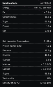 Nutrition facts per 100 ml 3454 MOUNTAIN ESSENCE - Plum