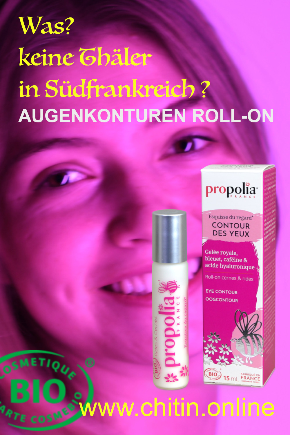 Bio Falten & Augenringe / Augenkonturen Roll-on Ein hochwertiges Produkt von Propolia. www.chitin.online